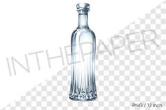 Minimalist transparent cylindrical crystal empty bottle PNG Product Image 1
