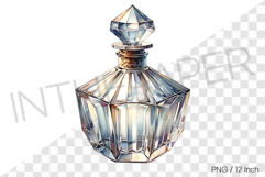 Wide prism square crystal empty bottle with gem topper PNG Product Image 1