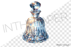 Elegant bell shaped antique striped crystal empty bottle PNG Product Image 1