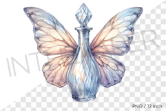 Elegant butterfly wings design crystal empty bottle PNG art Product Image 1