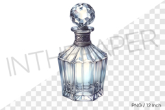 Modern hexagonal pattern faceted crystal empty bottle PNG Product Image 1