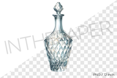 Intricate lattice cut pattern tall crystal empty bottle PNG Product Image 1