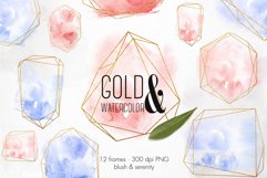 12 Gold Crystal Frames with Watercolor Paint Splashes - PNG Product Image 1