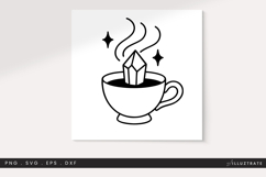 Tea Cup with Crystals Inside SVG Cut File Monoline Style Product Image 1