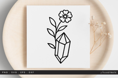 Crystal with Flower SVG Cut File Simple Botanical Design Product Image 1