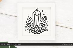 Crystals with Florals SVG Cut File Botanical Line Art Product Image 1