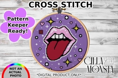Lips &amp; Tongue Cross Stitch Pattern Keeper Ready Product Image 1