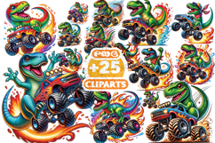 Epic T-Rex Dinosaur Monster Truck Sublimation PNG Product Image 1