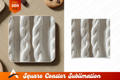 White Cable Knit Fabric Coaster Design Product Image 1