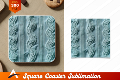 Light Blue Knitted Coaster Design Close Up Product Image 1