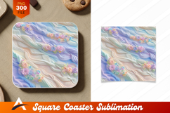Pastel Knit Texture With Floral Accents Coaster Design Product Image 1
