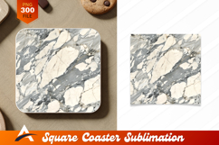Marble Texture White Grey Stone Coaster Design Product Image 1