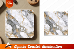 Marble Texture White Gray Gold Coaster Design Product Image 1