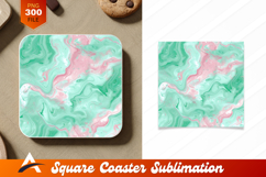 Mint Pink Marble Abstract Coaster Design Product Image 1