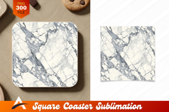 Elegant White Marble Texture Coaster Design Surface Product Image 1