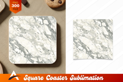 White Marble Texture With Gray Veins Coaster Design Product Image 1