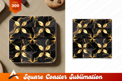 Marble Tile Gold Flower Seamless Pattern Coaster Product Image 1