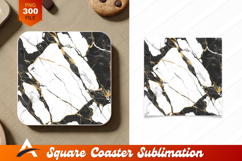 Black White And Gold Marble Coaster Design Product Image 1