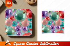 Colorful Christmas Ornaments Holiday Coaster Design Product Image 1