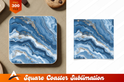 Blue Marble Agate Texture With Gold Accents Coaster Product Image 1