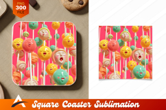 Colorful Abstract Emoji Lollipops Coaster Design Background Product Image 1