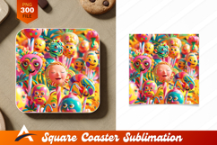 Colorful Cartoon Lollipop Faces Coaster Design