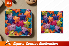 Cheerful Star Characters Background Coaster Design Elements
