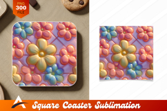 Colorful Padded Floral Pattern Coaster Design