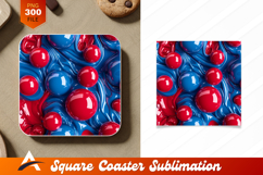 Abstract Red And Blue Spheres Coaster Design