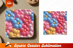 Glossy Bubble Flowers Coaster Design Background