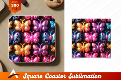 Colorful Butterfly Balloons Coaster Design Background