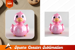 Pink Toy Duck Object Coaster Design