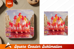 Surreal Chicken Balloon Sculpture Abstract Landscape Coaster Design