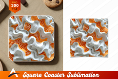 White Abstract Shape With Orange Coaster Designs
