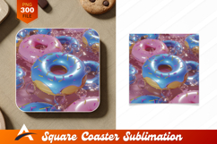 Glossy Donuts With Sprinkles And Bubbles Coaster Design