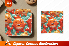 Cheerful Cartoon Fish Pattern Coaster Design