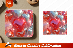 Heart Balloons Romantic Background Coaster Design Template