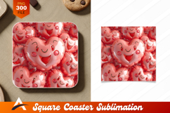 Happy Heart Balloons Pink Coaster Design