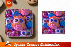 Colorful Owl Stack Coaster Design Background
