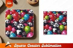 Panda Toy Figures Mixed With Colorful Balloons