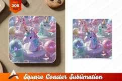 Unicorn Floats In Dreamy Pool Coaster Design Product Image 1
