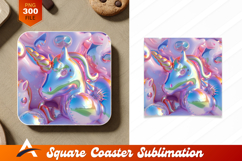 Iridescent Unicorn Balloons Coaster Design Background