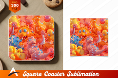 Colorful 3D Cartoon Dinosaurs Coaster Design