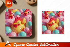 Cute Chicken Illustration For Coaster Design