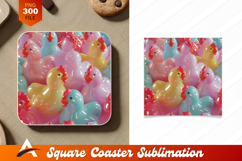 Colorful Glossy Chicken Animal Coaster Design
