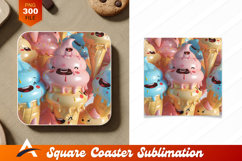 Kawaii Cartoon Ice Cream Cone Pile Coaster Design