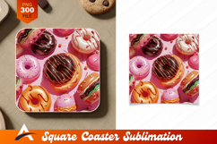 Colorful Glazed Doughnuts And Sweets Coaster Design
