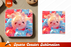 Cute Pastel Cat Faces Coaster Design