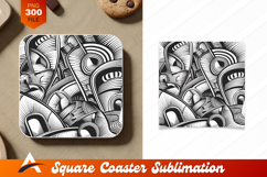 Abstract Black And White Engraved Coaster Designs Product Image 1