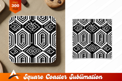 Abstract Black And White Coaster Designs Pattern